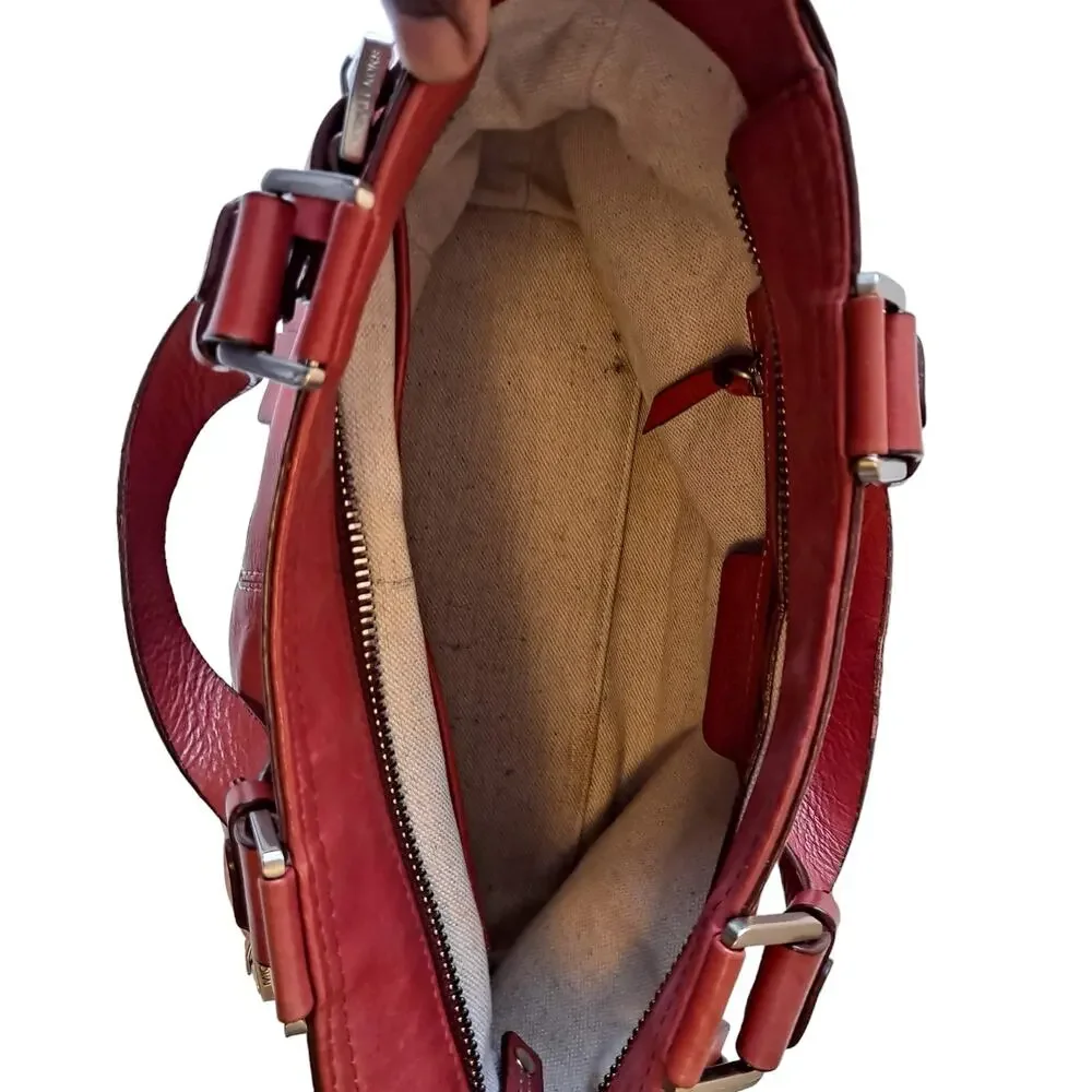 Michael Kors Womens Burnt Orange Leather Hobo Bag w Silver Hardware - Medium